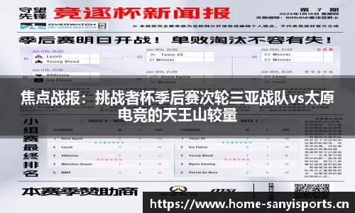 焦点战报：挑战者杯季后赛次轮三亚战队vs太原电竞的天王山较量